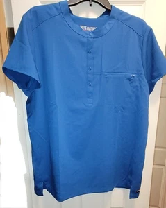 NWT Grey’s Anatomy by Barco SPANDEX Stretch Snap Scrub Top Women’s XL Royal Blue - Picture 1 of 5