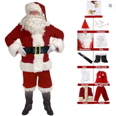 Plus Size Adult Men's Santa Claus Cosplay Costume XL-3XL Stage Performance Cloth - Image 1 of 4