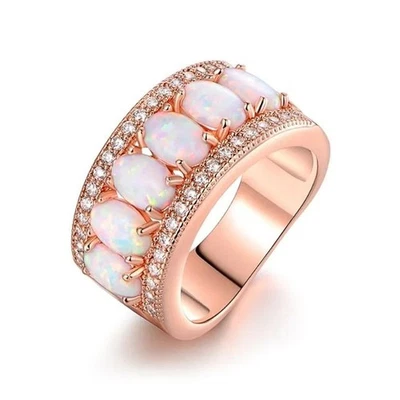 Ring - Rosegold - Opalit mit Zirkonia Steinen - 585 vergoldet - Damen - Bild 1 von 3