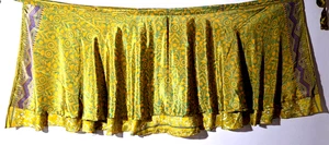 Women's Indian Sari Wrap Skirt Handmade Reversible Vintage Hippie XL Tea - Picture 1 of 6