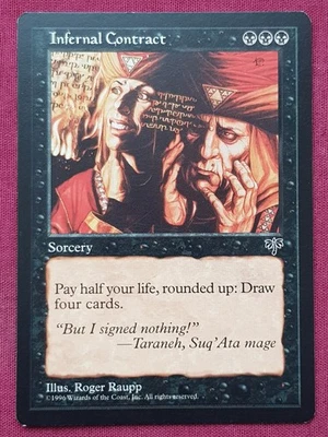 Magic The Gathering MIRAGE INFERNAL CONTRACT black card MTG - Image 1 of 2