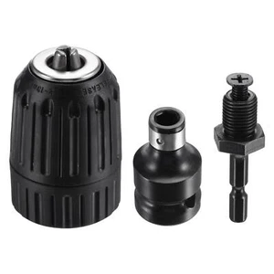 Keyless Drill Chuck 2-13mm with Hex Shank Adapter 1/2" Socket Square Converter - Picture 1 of 7