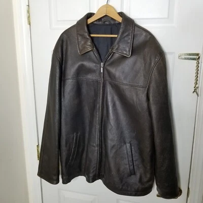 Chaqueta Abrigo Para Hombres Angelo Litrico Talla L Marrón Cuero Genuino Cremallera con Bolsillos Foto 1 de 4