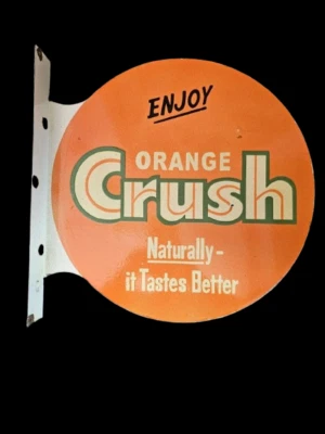 LETRERO DE PORCELANA ESMALTE NARANJA APLASTAMIENTO 18X18 PULGADAS DOBLE CARA Foto 1 de 2