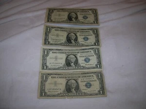 SILVER CERTIFICATES - DOLLAR BILLS - LOT OF 4 - Picture 1 of 3