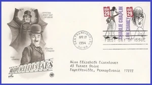 EE. UU. #2821 ADDR PCS ARTCRAFT FDC STR2 Charlie Chaplin - Imagen 1 de 1