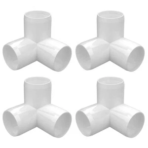 4 Pack 1-1/2 Inch 3-Way Furniture PVC Fitting for DIY PVC Structure and Frames - Picture 1 of 7