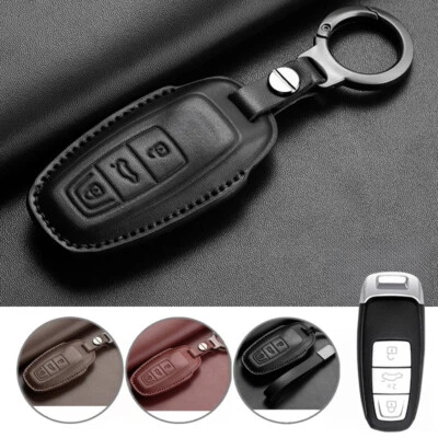Genuine Leather Car Key Case Cover For Audi A3 A6 A7 A8 S8 Q8 E-Tron S3 S6 RS6 - Image 1 of 4