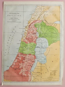 1845 PALESTINE in the time of JESUS CHRIST Chromo MAP Print - Picture 1 of 2