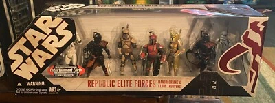 Star Wars Republic Elite Force Mandalorians & Clone Trooper 2007 exclusivo de EE Foto 1 de 2