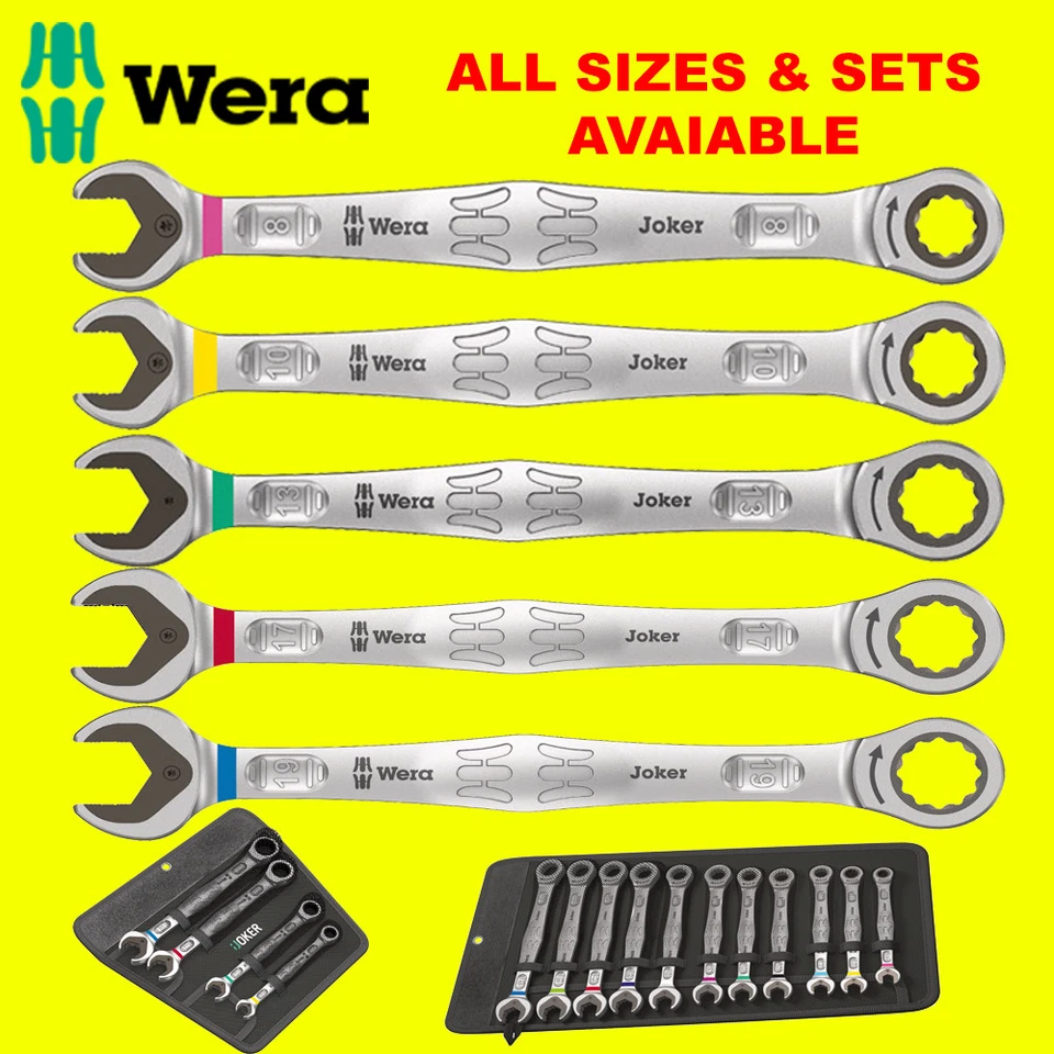 WERA Joker Metric & Imperial Combination Ratchet Open End Ring Spanner All Sizes