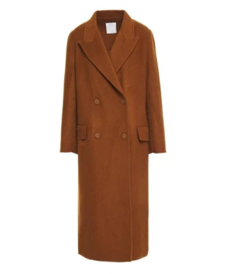 Nuevo con etiquetas Abrigo Sandro Hazeen en Noisette Marrón Doble Cara Lana Flecos 42/10 Foto 1 de 4