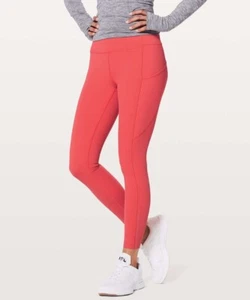 Lululemon Rosso Arancione Fast Free 7/8 Tight II Nulux 25" Taglia 8 - Foto 1 di 11
