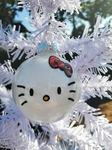 Inspired Hello Kitty Christmas glitter ornaments set of 6 handmade new - Picture 1 of 1