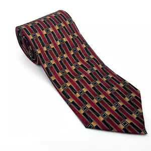 Corbata de seda para hombre Carlos Devenezia roja negra dorada geométrica Roma Barcelona - Imagen 1 de 9