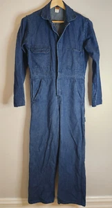 Vintage Big Ben By Wrangler Size 36 SHORT Denim Coverall Jumpsuit Made In USA - Picture 1 of 13