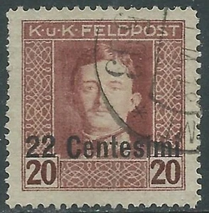 1918 OCCUPAZIONE AUSTRIACA USATO 22 CENT SU 20 H - UR41-4 - Picture 1 of 1