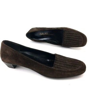 Salvatore Ferragamo Boutique Pumps Heels US 8.5 A Brown Suede Leather Italy - Picture 1 of 9