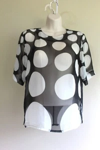 Classiques Tank Bluse Damen XS halbtransparent gepunktet Grafik schwarz weiß S/S - Bild 1 von 6