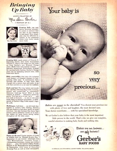 Gerber's Baby Foods Precious Baby Bringing Up Baby Vintage Print Ad 1953 - Picture 1 of 4