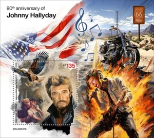 Sierra Leona - 2023 Cantante Johnny Hallyday - Hoja de recuerdo de estampillas - SRL230541b - Imagen 1 de 1