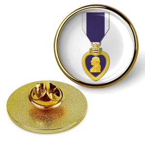 Purple Heart Medal Hat Pin Lapel Tie Tac Badge, Suit Shirt Hat Sticker - Gold - Picture 1 of 3