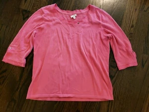 J. JILL PINK CORAL WOMEN'S LIGHTWEIGHT SPRING SUMMER COTTON SWEATER SHIRT TOP M - Imagen 1 de 5