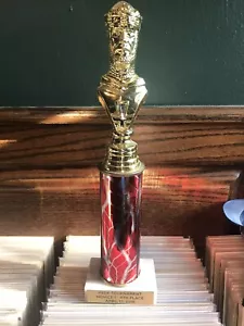 Chess trophy KING figure, Marble Base Red Gold. 12 Inches Tall - Picture 1 of 6