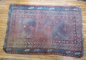 Antique Caucasian Caucus Heavily Distressed Rug 64 x 44 Inch - Picture 1 of 10
