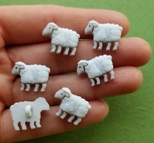 Craft Buttons STANDING SHEEP White Baby Lamb Easter Shepherd Farmer Christmas - Picture 1 of 3