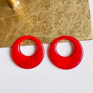 Genuine Onyx Red Round Hooplet Pendant or Earring Charms Door Knockers 40mm - Picture 1 of 4