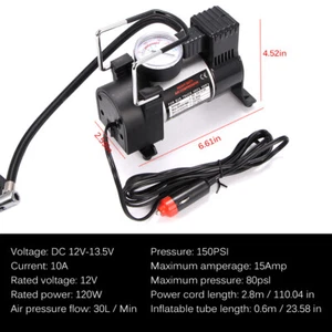 HEAVY DUTY PORTABLE ELECTRIC CAR TYRE INFLATOR 150PSI AIR COMPRESSOR PUMP 12V UK - Picture 1 of 11