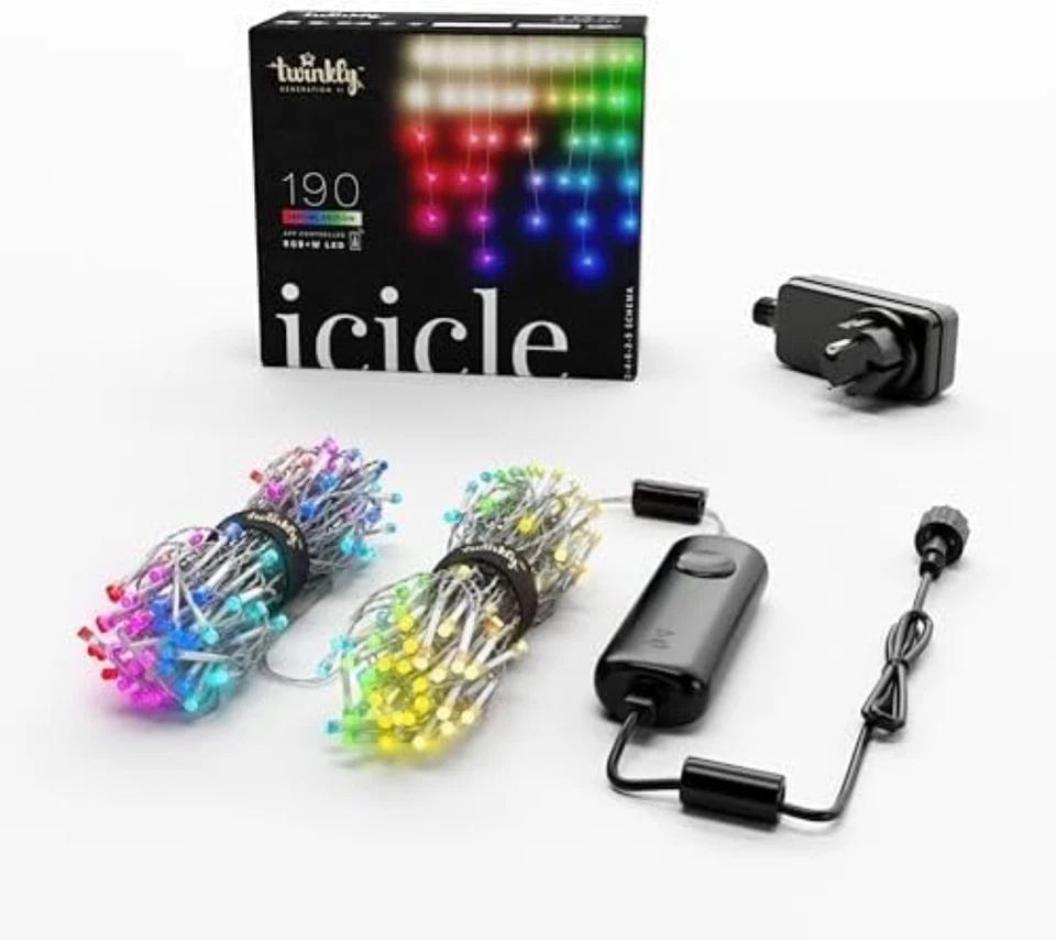 Twinkly Icicle 190 LED RGB+Bianco, Luci a Cascata LED Esterno e Interno, Luci Sm