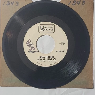 Lena Horne ~ Softly As I Leave You/ Sand And The Sea ~ UA WL Promo 45 RPM Record - Image 1 of 4