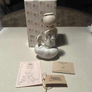Precious Moments Sending My Love 100056 Junge Engel 1985 mit Box & Etikett Vintage - Bild 1 von 5