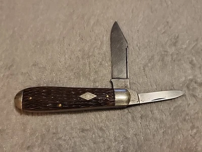 Shapleigh Hdw DE Torpedo Jack Knife Diamond Edge Jigged Peach Seed  - Image 1 of 4