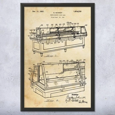 Deli Refrigerator Patent Wall Art Poster, Canvas or Framed Bakery Wall Art - Image 1 of 4