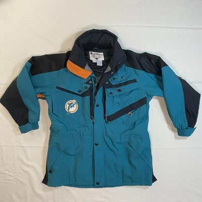 Chaqueta Campeón Miami Dolphins Talla L 74-88 Logo Retro Retro Retro Retro Fútbol NFL Foto 1 de 4