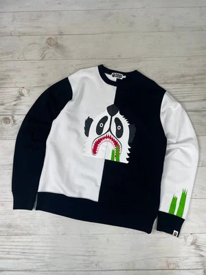 A Bathing Ape Panda Big Logo Sweatshirt Bape Men SZ L Black - Image 1 of 4