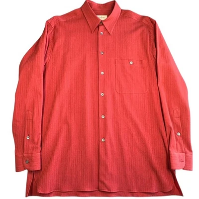Camisa de Vestir Ermenegildo Zegna Para Hombres L Roja Algodón Manga Larga Hecha en Italia Nueva con Etiquetas Foto 1 de 4