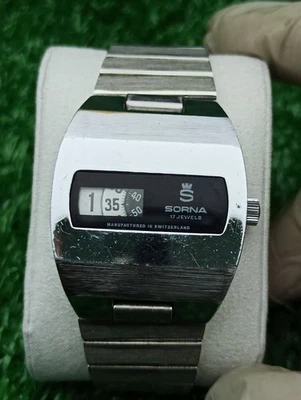 Rare Vintage SORNA WATCH Space Age Digital Jump Hour Automatic 70s Swiss - Image 1 of 4