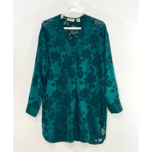 UNDERCOVER Abito camicia da notte Victorias Secret vintage verde raso floreale burnout medio