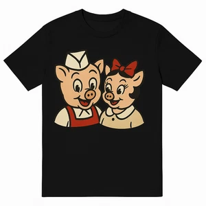 Piggly Wiggly Retro Couple T-Shirt Vintage Pig Mascot Graphic Tee - Picture 1 of 3