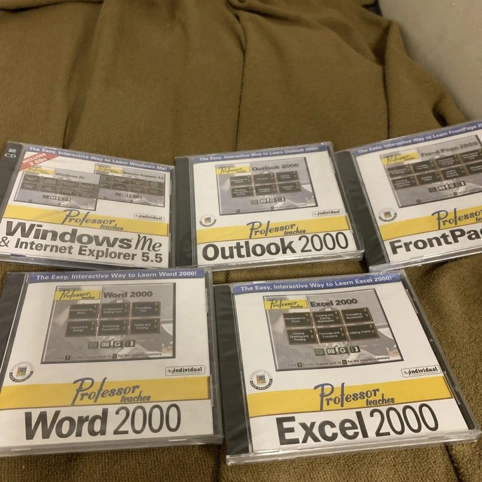 Professor Teaches Windows Me Word Excel FrontPage Outlook 2000 Lote de 5 Entrenamiento Foto 1 de 4