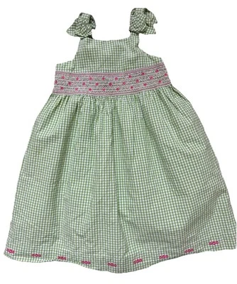 Girls Gymboree Green Check Smocked Gingham Lined Dress - Size 6 - Image 1 of 4