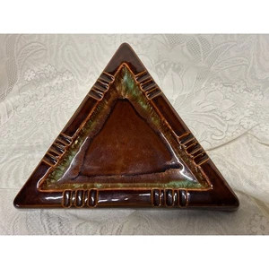 Vintage MCM Ashtray Ceramic Pfaltzgraff Triangle Brown Drip Glaze York PA USA - Picture 1 of 6