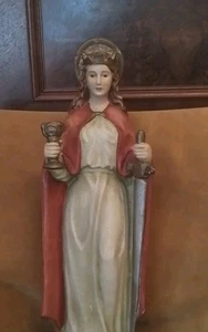 Heilige Barbara 45 cm hoch Keramik bemalt Heiligenfigur Vintage ca. 1930 Judwiga - Bild 1 von 18