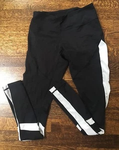 ZELLA HIGH WAIST BLACK LEGGINGS WITH WHITE MESH INSERTS SIZE EXTRA SMALL - Picture 1 of 4