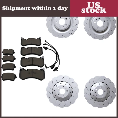 НОВЫЙ набор передних и задних вентилируемых сверленных дисковых тормозных дисков с ямочками для Audi RS7 - Изображение 1 из 4