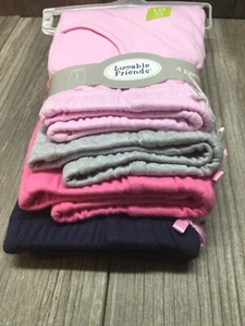 Baby Tapered Ankle Pants, 4-Pack Luvable Friends, Pink/Gray/Blue 6-9 Month NWT - Picture 1 of 10